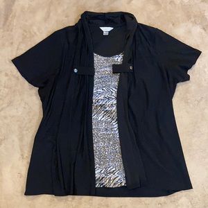 CJ Banks 2X faux two-piece blouse.